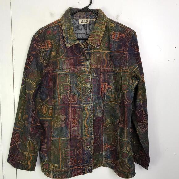Chico's Jackets & Blazers - Vintage Chicos Jacket Womens 2 Large Artsy Embroidered Abstract Art To Wear